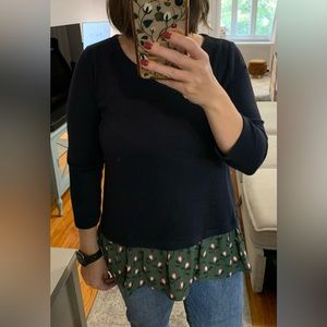 Loft, faux layered knit long sleeve top, Medium